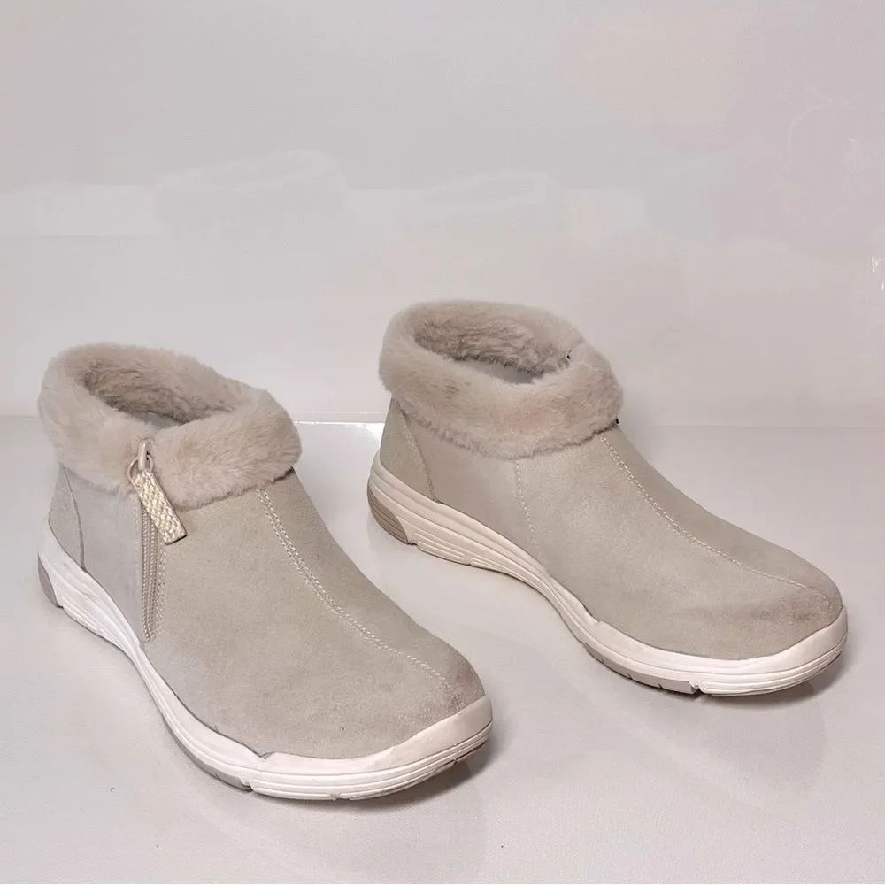 Ryka Water-Repellent Suede Faux Fur Anchorage Mid Ankle Boots